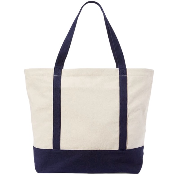 PINK Navy and Cream Canvas Tote And Hat Set - Picture 4 of 8